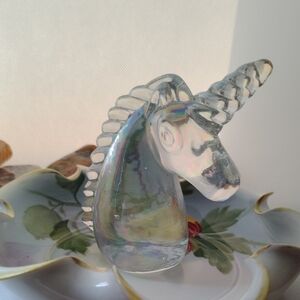 Vintage Iridescent Glass Unicorn Figurine Paperweight